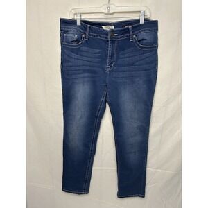 VGS Denim Skinny Jeans Womens Size 14 Blue Embroidered Back Pockets‎ Stretch